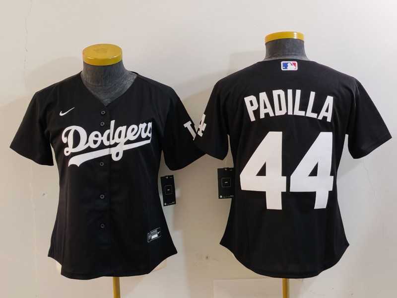 Womens Los Angeles Dodgers #44 Vicente Padilla Black Cool Base Stitched Jersey